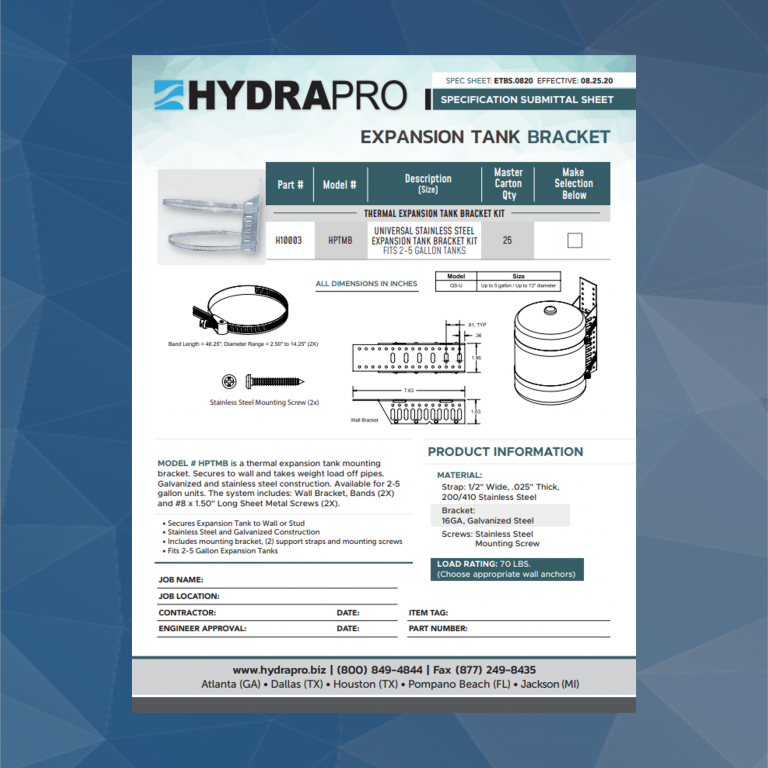 Thermal Expansion Tank Bracket HydraPro