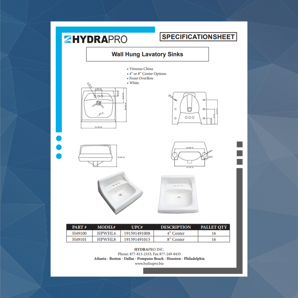 Wall Hung Lavatory HydraPro