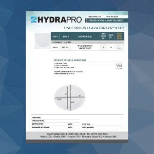 Undermount Lavatory 17 inch spec sheet