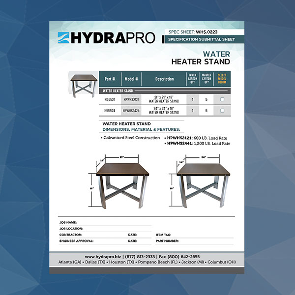 Water Heater Stands - HydraPro