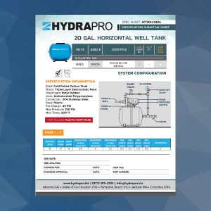 HPWT20H 20 Gallon Horizontal Well Tank